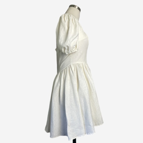 ASOS NWT white corset linen mini dress puff sleeve cottagecore castlecore 4 - Picture 3 of 10